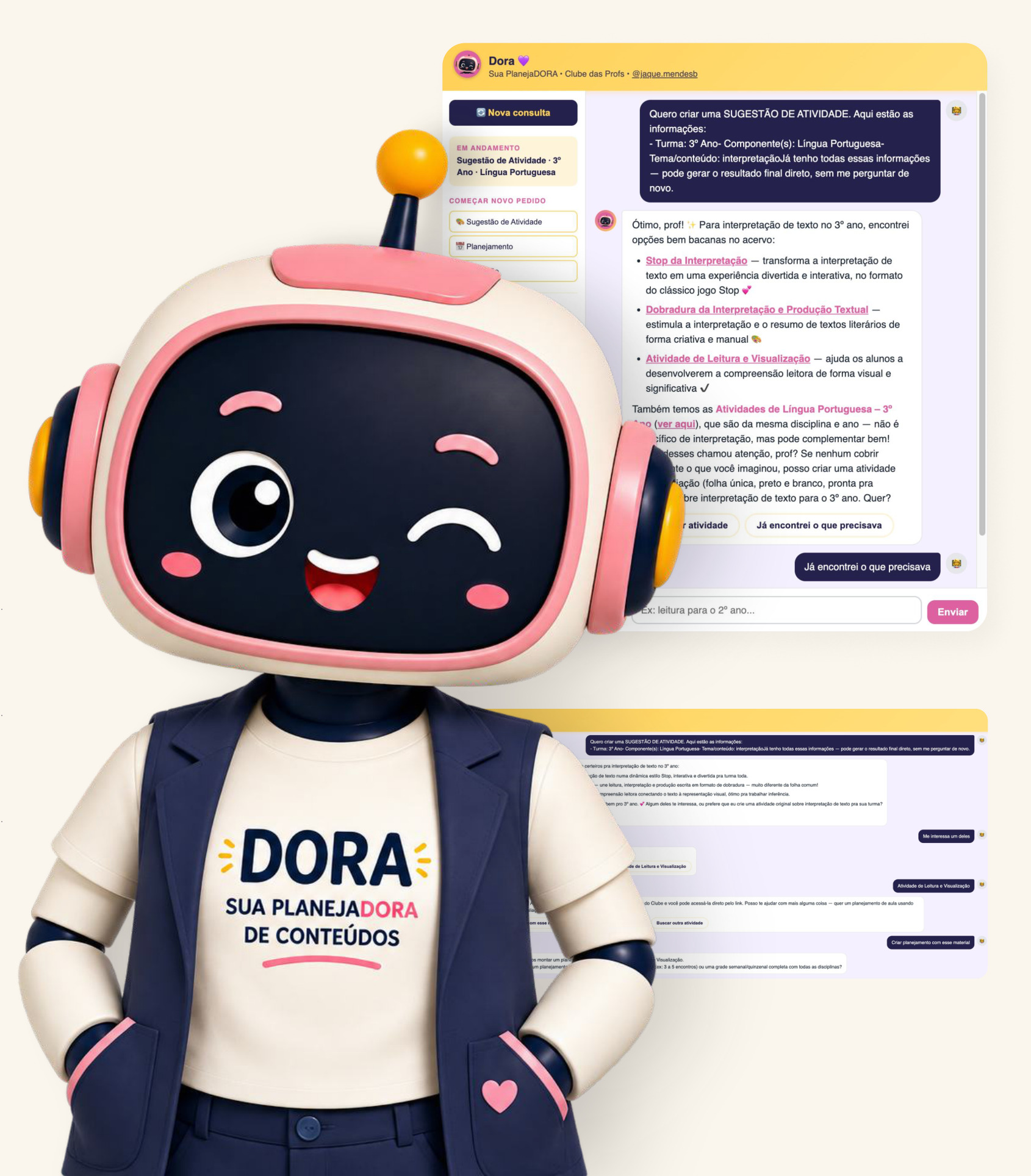 Dora, a IA planejadora do Clube das Profs