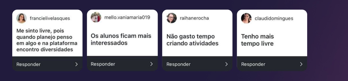Comentários de professoras do Clube