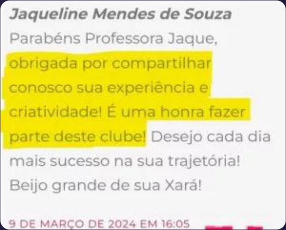 Depoimento de professora do Clube